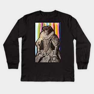 Queen of England Art Collage Kids Long Sleeve T-Shirt